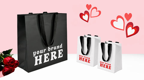 Image of Woven Handles black and white custom printed Gift bags - NEON packaging