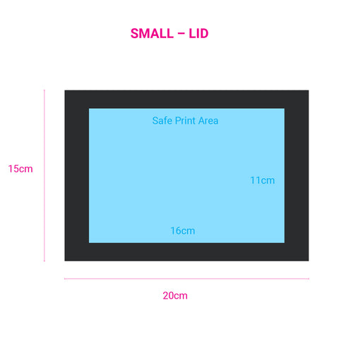 Image of safe print area illustration for small magnetic gift boxes for custom branding