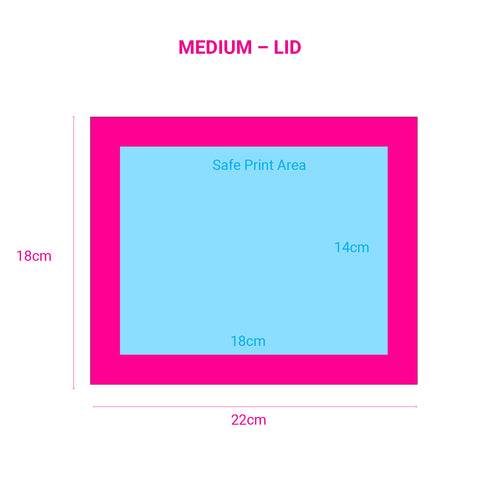 Image of safe print area diagram for medium pink magnetic gift boxes
