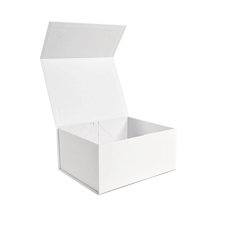 Image of Custom branded medium white magnetic gift box showing premium magnetic closure