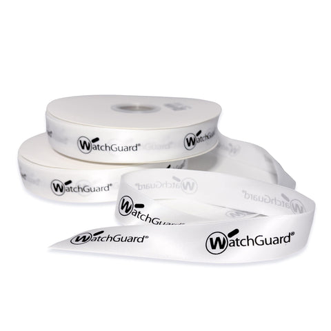 Image of Custom White Satin Ribbon Printed Full Colour Brand/Logo