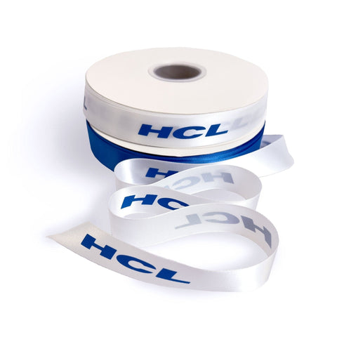 Image of Custom White Satin Ribbon Printed Full Colour Brand/Logo - NEON eCommerce Packaging