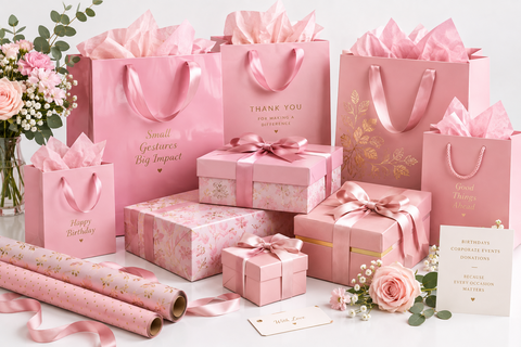 Image of Pink Gift Bags & Packaging Ideas for Breast Cancer Awareness Month