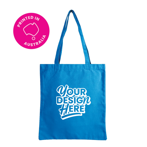 Image of 12 oz Custom Printed Canvas Tote Bag - Sky Blue