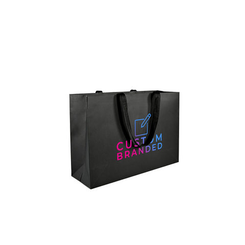 Image of Custom Printed Large Black Premium Paper Bags