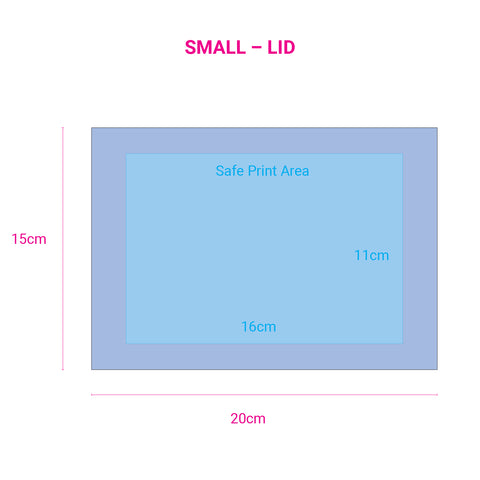 Image of safe print area for small blue gift boxes