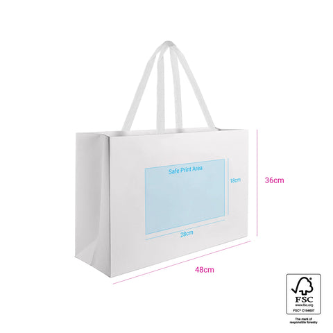 Image of Custom Printed Large White Premium Paper Bags - White Handles