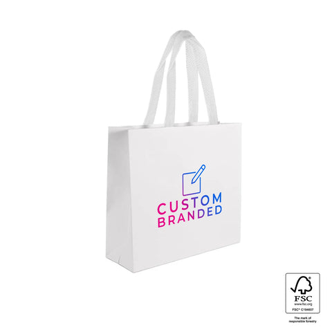 Image of Custom Printed Medium White Premium Paper Bags - White Handles
