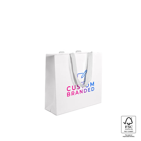 Image of Custom Printed Medium White Premium Paper Bags - White Handles