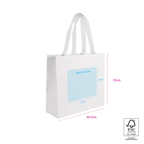 Image of Custom Printed Medium White Premium Paper Bags - White Handles