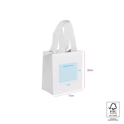 Image of Custom Printed Small White Premium Paper Bags - White Handles