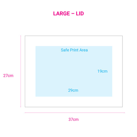 Image of safe print area diagram for large white magnetic boxes printed in Australia