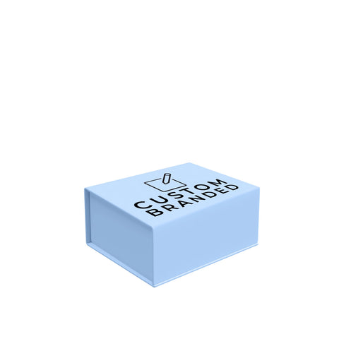 Custom printed magnetic gift box in light blue for eCommerce. Printed in Australia.