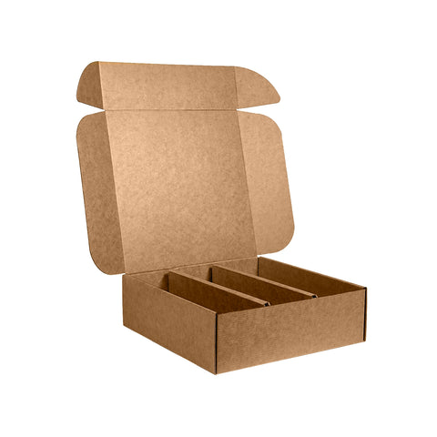 Image of Three Bottle Wine Box With Insert - Brown