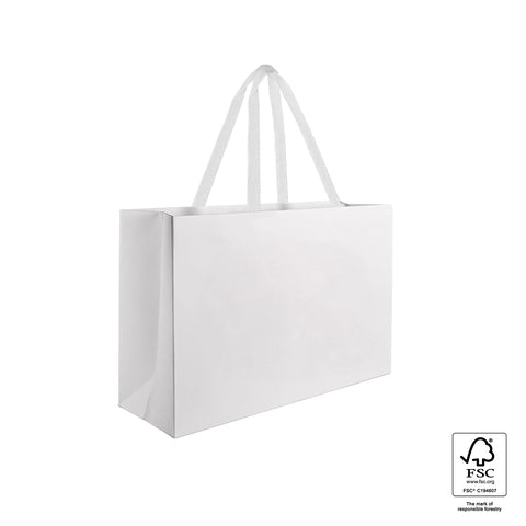 Image of Premium White Paper Bags - Large -  White Handle