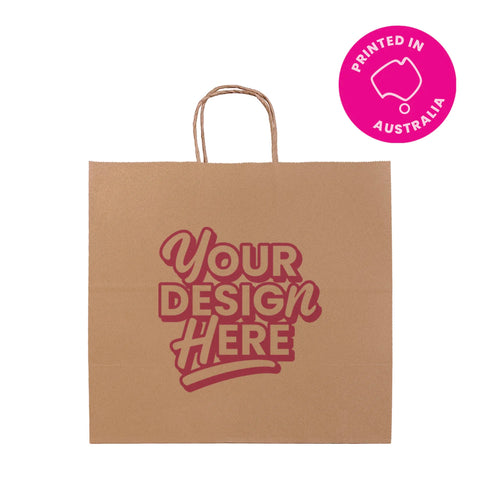 Image of Custom Printed Brown Kraft Paper Takeaway Bag -Medium