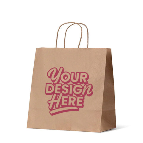 Image of Custom Printed Brown Kraft Paper Takeaway Bag -Medium