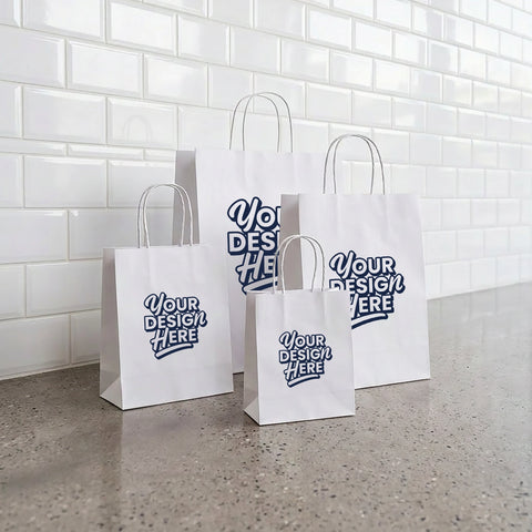 Image of Custom Printed White Kraft Paper Bag - Small