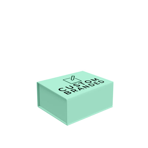 Image of Medium mint green magnetic gift box with custom logo printing - premium packaging Australia
