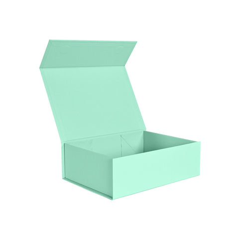 Image of Custom small mint green magnetic gift box perfect for wellness brands and eco-conscious businesses