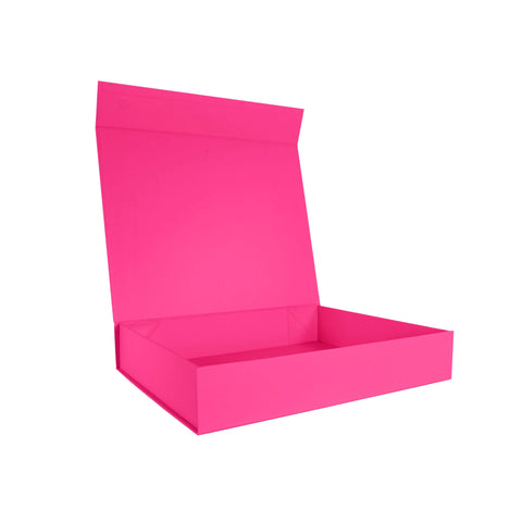 Image of Neon pink extra large magnetic closure gift box showing premium quality finish and branding area