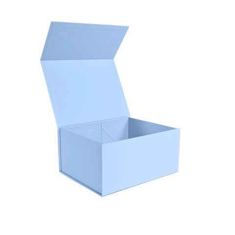 Image of Custom medium blue magnetic gift box showing premium finish and magnetic closure