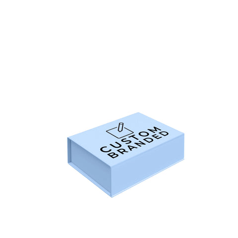 Image of Small blue magnetic gift box with custom branding - premium pastel blue packaging Australia