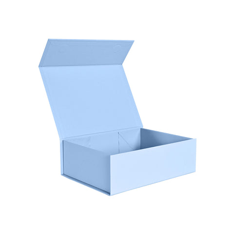 Image of Premium small blue magnetic gift box showing magnetic closure detail - custom printed Australia