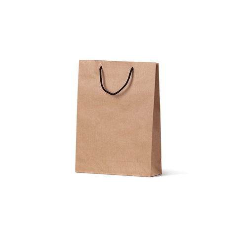 Image of Deluxe Brown Kraft Paper Bag - Small Portrait with black handle