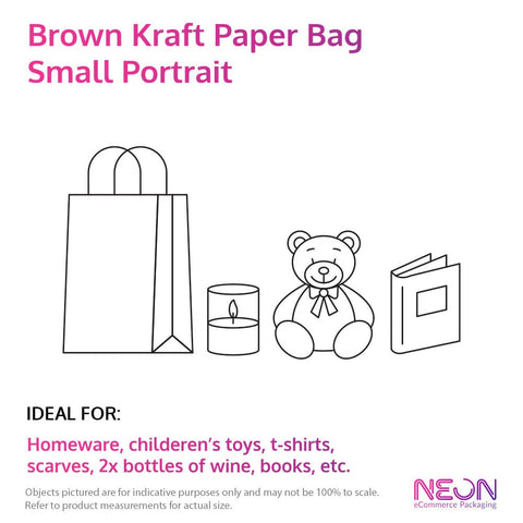 Image of Brown Kraft Paper Bag - Small Portrait with ideal items to put inside