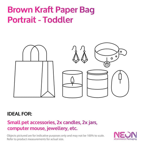 Image of Brown kraft paper bag - Toddler size chart | NEON Packaging