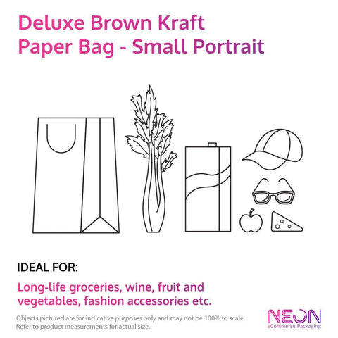 Image of Deluxe Brown Kraft Paper Bag - Small Portrait with ideal items to put inside