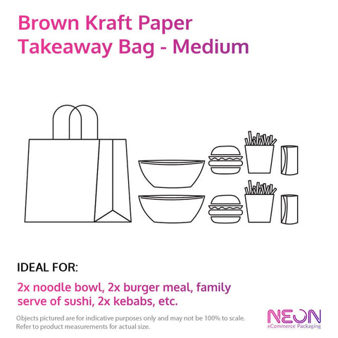 Image of Brown Kraft Paper Takeaway Bag - Medium with ideal items to put inside