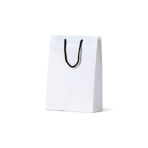 Image of NEON - Deluxe White Kraft Paper Bag - XS Portrait with black handle